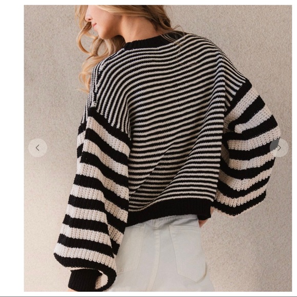 #01 LAST ONE Fall Perfect Boho Stripe Cable Sweater - Picture 5 of 5